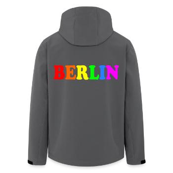 Berlin - Men’s Recycled Softshell Jacket by Stanley/Stella - black - Back - AI Model Male 185 light (185cm)