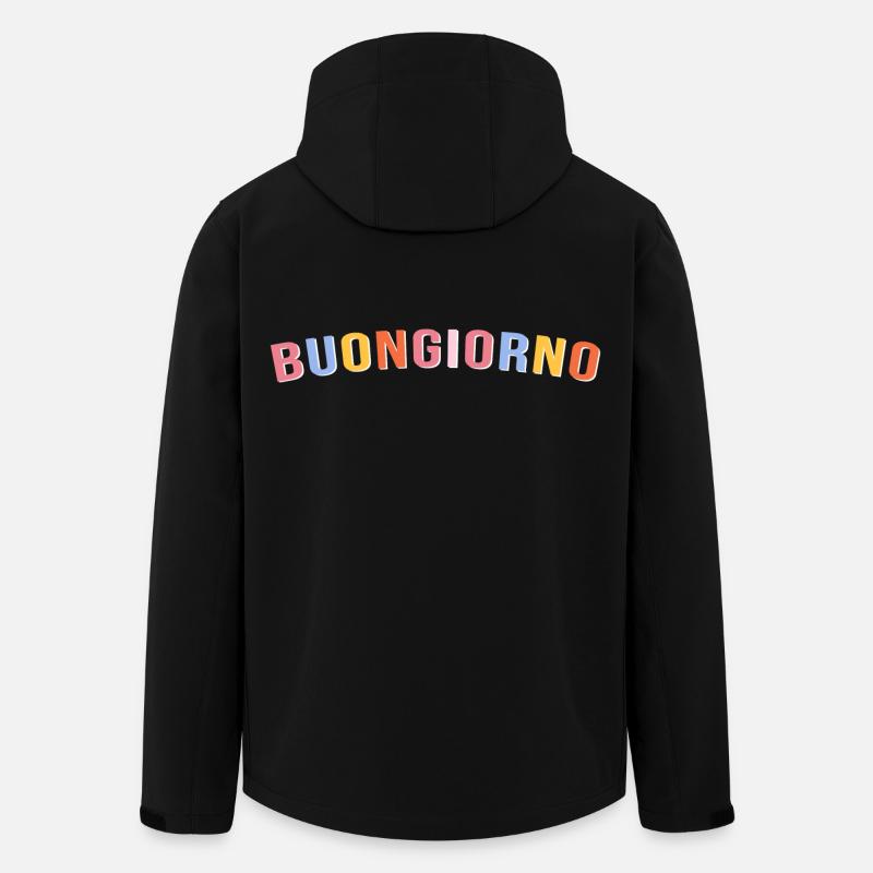 Buntes Guten-Morgen-Design mit verspielten Buchstaben - Recycelte Männer Softshell-Jacke von Stanley/Stella - Schwarz