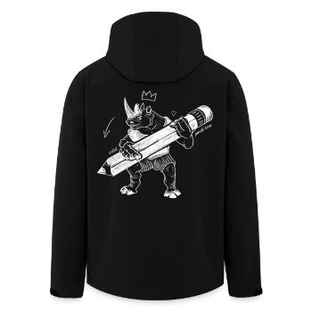 Royal Rhino – Kreativer König mit Stift - Recycelte Männer Softshell-Jacke von Stanley/Stella - Schwarz - Hinten - AI Model Male 185 light (185cm)