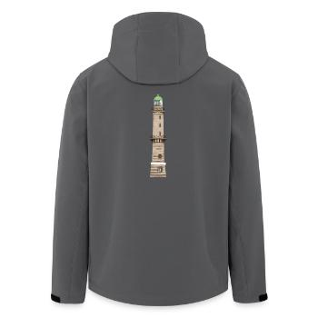 Phare Warnemünde sans texte, mer Baltique - Veste softshell homme en polyester recyclé Stanley/Stella - noir - Dos - AI Model Male 185 light (185cm)