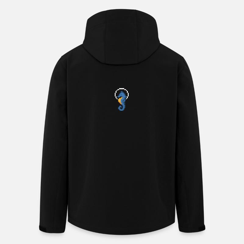 Hippocampe Pixel Bleu - Veste softshell homme en polyester recyclé Stanley/Stella - noir