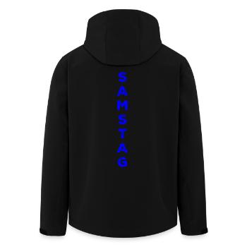Saturday - blue - Men’s Recycled Softshell Jacket by Stanley/Stella - black - Back - AI Model Male 185 light (185cm)