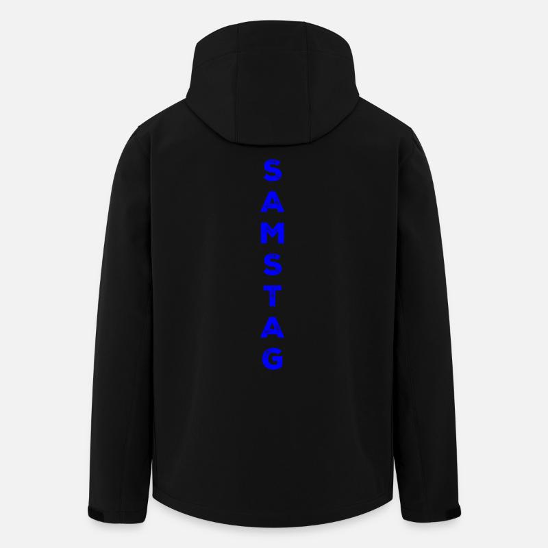 Samedi - bleu - Veste softshell homme en polyester recyclé Stanley/Stella - noir