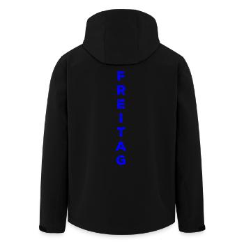 Friday - blue - Men’s Recycled Softshell Jacket by Stanley/Stella - black - Back - AI Model Male 185 light (185cm)