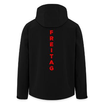 Friday - red - Men’s Recycled Softshell Jacket by Stanley/Stella - black - Back - AI Model Male 185 light (185cm)