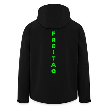 Friday - green - Men’s Recycled Softshell Jacket by Stanley/Stella - black - Back - AI Model Male 185 light (185cm)