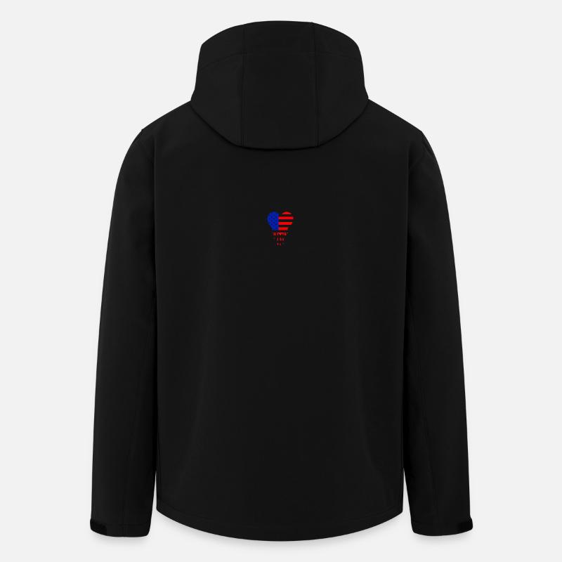 Cœur Drapeau Américain Bleu Rouge - Veste softshell homme en polyester recyclé Stanley/Stella - noir