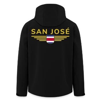San José T-Shirt – Costa Rica Vibes - Recycelte Männer Softshell-Jacke von Stanley/Stella - Schwarz - Hinten - AI Model Male 185 light (185cm)