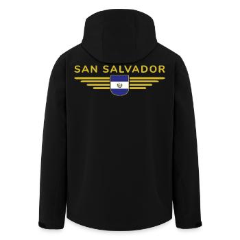 San Salvador T-Shirt Design - Men’s Recycled Softshell Jacket by Stanley/Stella - black - Back - AI Model Male 185 light (185cm)