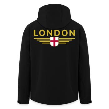 London England Fan T-Shirt Design - Men’s Recycled Softshell Jacket by Stanley/Stella - black - Back - AI Model Male 185 light (185cm)