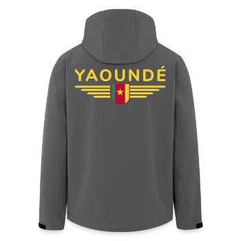 Yaoundé Design – Proud of Cameroon's Capital - Men’s Recycled Softshell Jacket by Stanley/Stella - black - Back - AI Model Male 185 light (185cm)