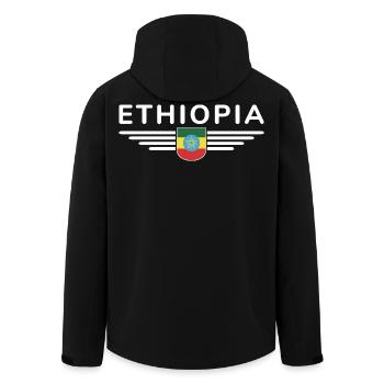 Ethiopia Design – Pride and Culture - Men’s Recycled Softshell Jacket by Stanley/Stella - black - Back - AI Model Male 185 light (185cm)