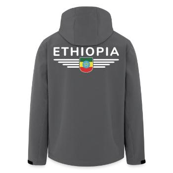 Ethiopie Design – Fierté et Culture - Veste softshell homme en polyester recyclé Stanley/Stella - charbon - Dos - AI Model Male 185 light (185cm)