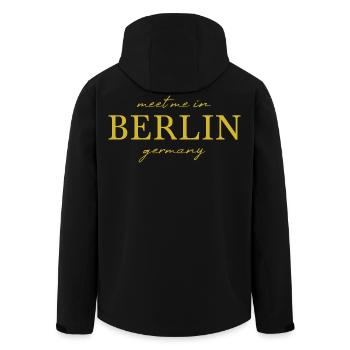 Berlin Germany Fan Flag Design T Shirt - Men’s Recycled Softshell Jacket by Stanley/Stella - black - Back - AI Model Male 185 light (185cm)