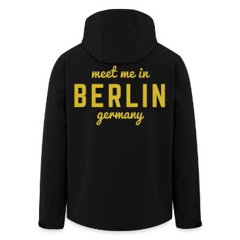 Berlin Germany Fan Flag Design T Shirt - Men’s Recycled Softshell Jacket by Stanley/Stella - black - Back - AI Model Male 185 light (185cm)