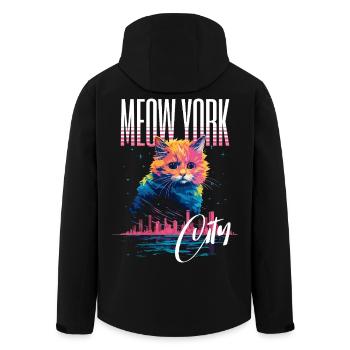 New York City Cat Meow City Skyline Amérique États-Unis - Veste softshell homme en polyester recyclé Stanley/Stella - noir - Dos - AI Model Male 185 light (185cm)