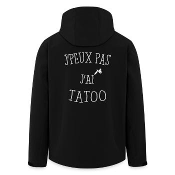 je peux pas j ai tatoo blanc sur noir - Veste softshell homme en polyester recyclé Stanley/Stella - noir - Dos - AI Model Male 185 light (185cm)