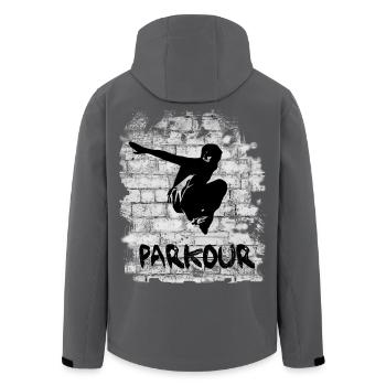 Parkour - Men’s Recycled Softshell Jacket by Stanley/Stella - anthracite - Back - AI Model Male 185 light (185cm)