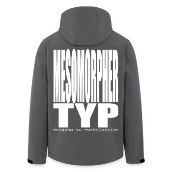 Mesomorph Type Tendency to Muscularity Typo - Men’s Recycled Softshell Jacket by Stanley/Stella - black - Back - AI Model Male 185 light (185cm)