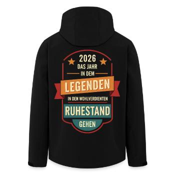 2026 Legend Retirement – Pensioner Pensioner Geschen - Men’s Recycled Softshell Jacket by Stanley/Stella - black - Back - AI Model Male 185 light (185cm)