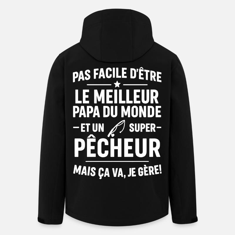Pesca – Super Papa Pêcheur - Giacca softshell uomo in poliestere riciclato di Stanley/Stella - nero