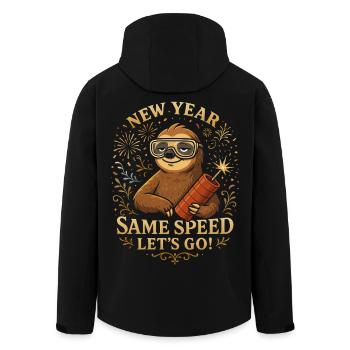 Nouvel An Même Vitesse – Paresseux Drôle, Réveillon du Nouvel An - Veste softshell homme en polyester recyclé Stanley/Stella - noir - Dos - AI Model Male 185 light (185cm)