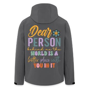 DESIGN DE POSITIVITÉ AU DOS - Veste softshell homme en polyester recyclé Stanley/Stella - noir - Dos - AI Model Male 185 light (185cm)