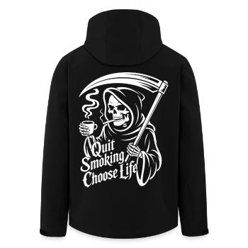 Arrête de fumer, Faucheuse - Veste softshell homme en polyester recyclé Stanley/Stella - noir - Dos - AI Model Male 185 light (185cm)