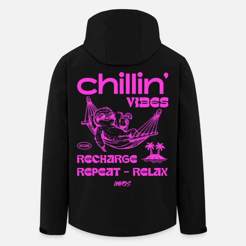 Chillin Vibes Hammock Neon Pink - Men’s Recycled Softshell Jacket by Stanley/Stella - black
