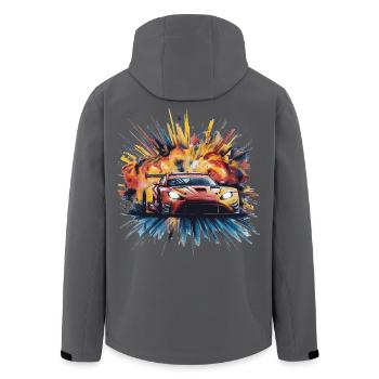 Gravure de peinture de voitures de course sportives plus rapides - Veste softshell homme en polyester recyclé Stanley/Stella - noir - Dos - AI Model Male 185 light (185cm)