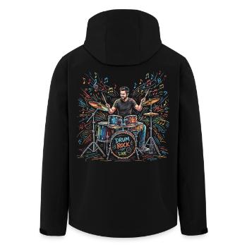 Batteur masculin jouant de batterie Imprimé - Veste softshell homme en polyester recyclé Stanley/Stella - noir - Dos - AI Model Male 185 light (185cm)