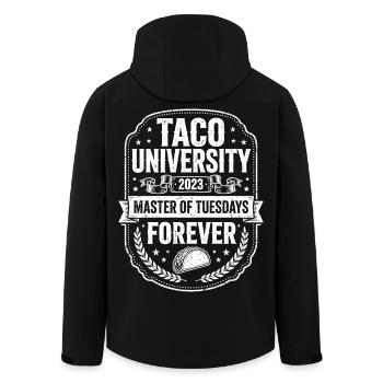 Taco University Master of Tuesdays - Men’s Recycled Softshell Jacket by Stanley/Stella - black - Back - AI Model Male 185 light (185cm)