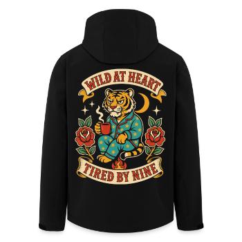 Wild at Heart – Tired until nine - Men’s Recycled Softshell Jacket by Stanley/Stella - black - Back - AI Model Male 185 light (185cm)