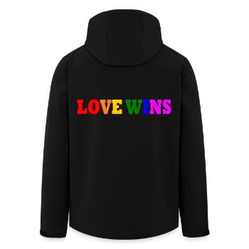 Love wins - Men’s Recycled Softshell Jacket by Stanley/Stella - black - Back - AI Model Male 185 light (185cm)