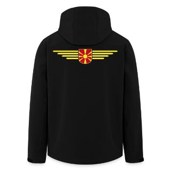 Mazedonien T-Shirt Design für Fans - Recycelte Männer Softshell-Jacke von Stanley/Stella - Schwarz - Hinten - AI Model Male 185 light (185cm)