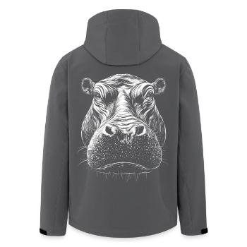 Nilpferd Portrait Flusspferd Wildtier Tier - Recycelte Männer Softshell-Jacke von Stanley/Stella - Schwarz - Hinten - AI Model Male 185 light (185cm)