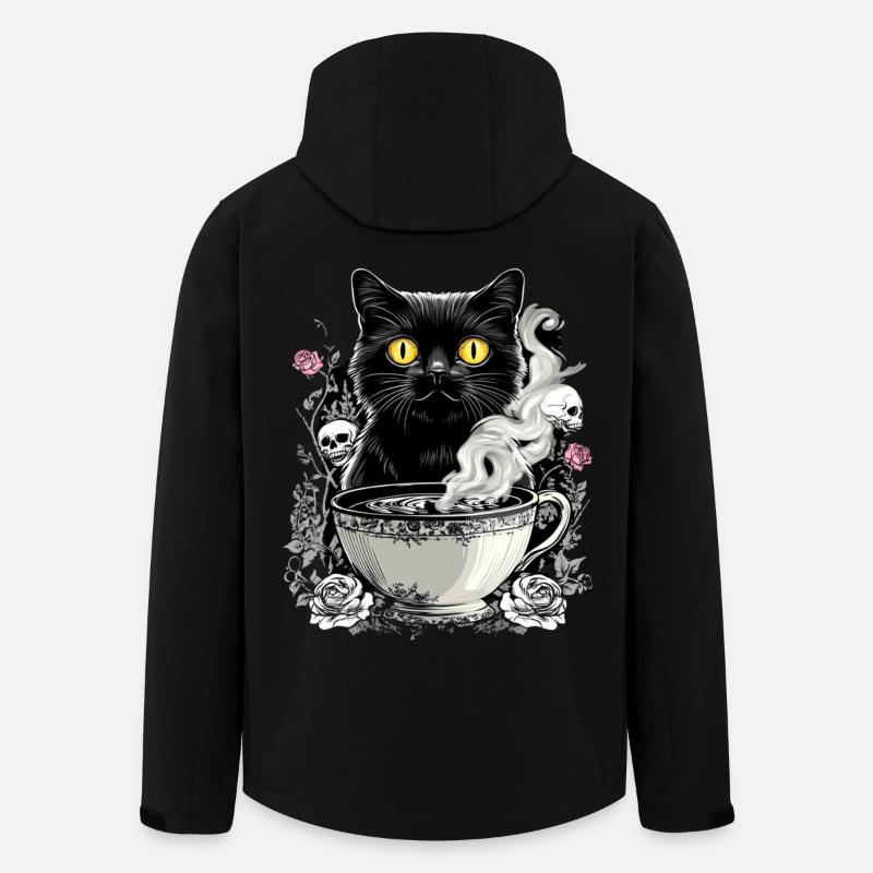 Mystical : Chat avec crâne café - Veste softshell homme en polyester recyclé Stanley/Stella - noir