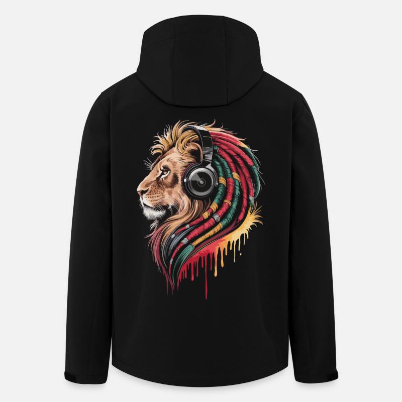 Reggae Löwe mit Kopfhörer - Recycelte Männer Softshell-Jacke von Stanley/Stella - Schwarz