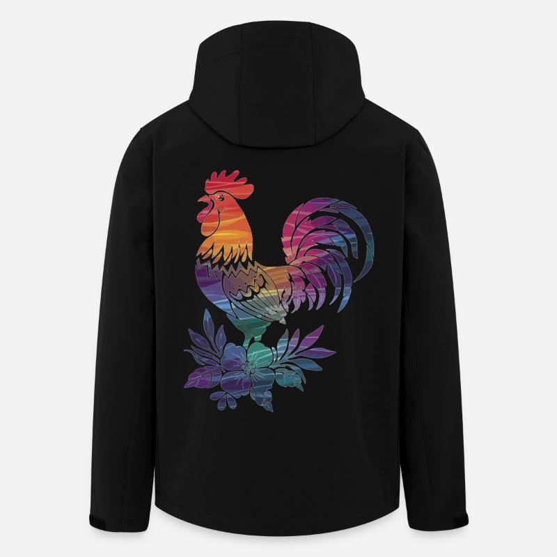 Bunter Hahn mit Blumen - Recycelte Männer Softshell-Jacke von Stanley/Stella - Schwarz