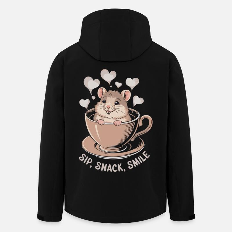 Kaffeepause mit Maus - Recycelte Männer Softshell-Jacke von Stanley/Stella - Schwarz