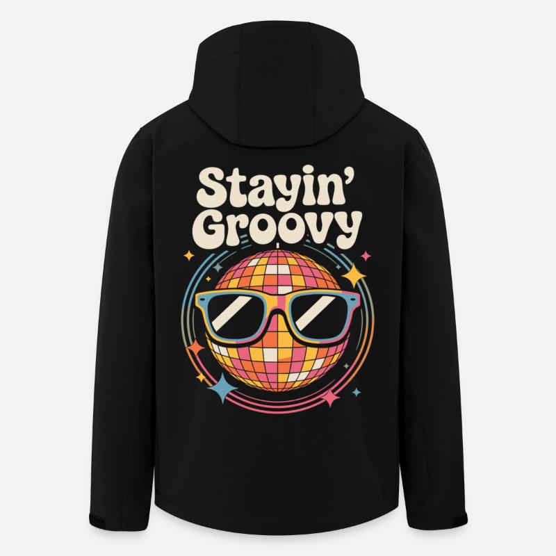 Bunte Diskokugel mit Sonnenbrille - Recycelte Männer Softshell-Jacke von Stanley/Stella - Schwarz