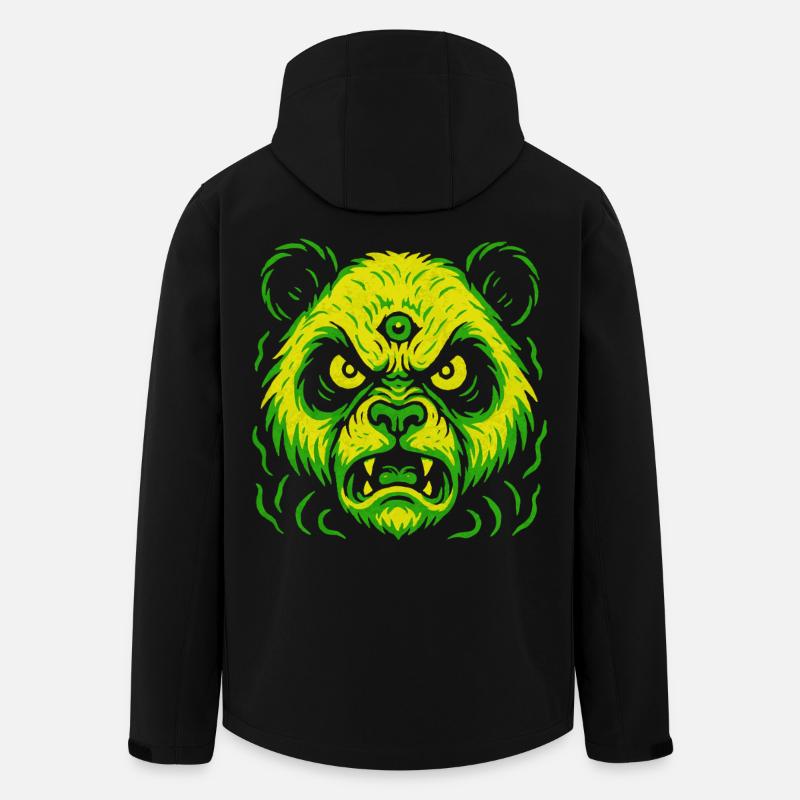 Dreiaugiger Neon-Panda mit Killerblick - Recycelte Männer Softshell-Jacke von Stanley/Stella - Schwarz