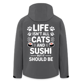 Sushi Cats Japon Drôle Kawaii Sushi Cadeau - Veste softshell homme en polyester recyclé Stanley/Stella - noir - Dos - AI Model Male 185 light (185cm)