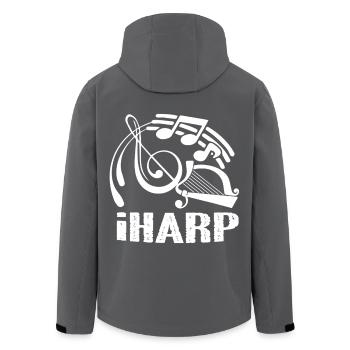 Harp Funny Harp - Men’s Recycled Softshell Jacket by Stanley/Stella - black - Back - AI Model Male 185 light (185cm)