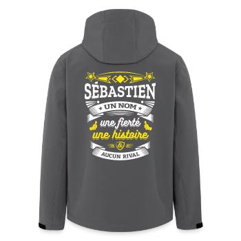 SÉBASTIEN UN NOM UNE FIERTÉ AUCUN RIVAL - Veste softshell homme en polyester recyclé Stanley/Stella - noir - Dos - AI Model Male 185 light (185cm)