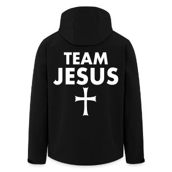 Team jesus cross - Men’s Recycled Softshell Jacket by Stanley/Stella - black - Back - AI Model Male 185 light (185cm)
