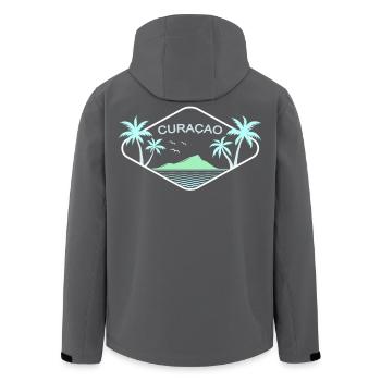 Curaçao, île des Caraïbes, Palm Beach, souvenir de vacances - Veste softshell homme en polyester recyclé Stanley/Stella - charbon - Dos - AI Model Male 185 light (185cm)