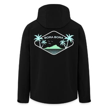 Bora Bora Palm Trees Sea Island Dream Beach Souvenir - Men’s Recycled Softshell Jacket by Stanley/Stella - black - Back - AI Model Male 185 light (185cm)