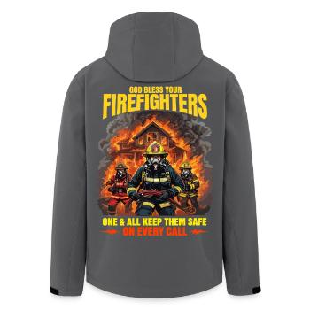 Gott segne die Feuerwehrleute Heroisches Design - Recycelte Männer Softshell-Jacke von Stanley/Stella - Anthrazit - Hinten - AI Model Male 185 light (185cm)