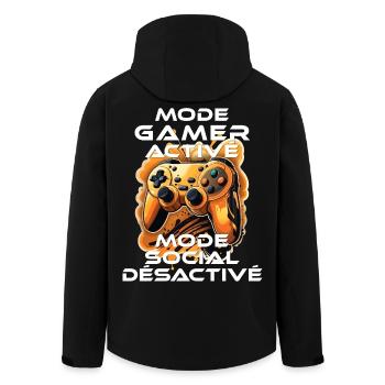 Gamer geek accro à la console de jeux vidéo humour - Veste softshell homme en polyester recyclé Stanley/Stella - noir - Dos - AI Model Male 185 light (185cm)